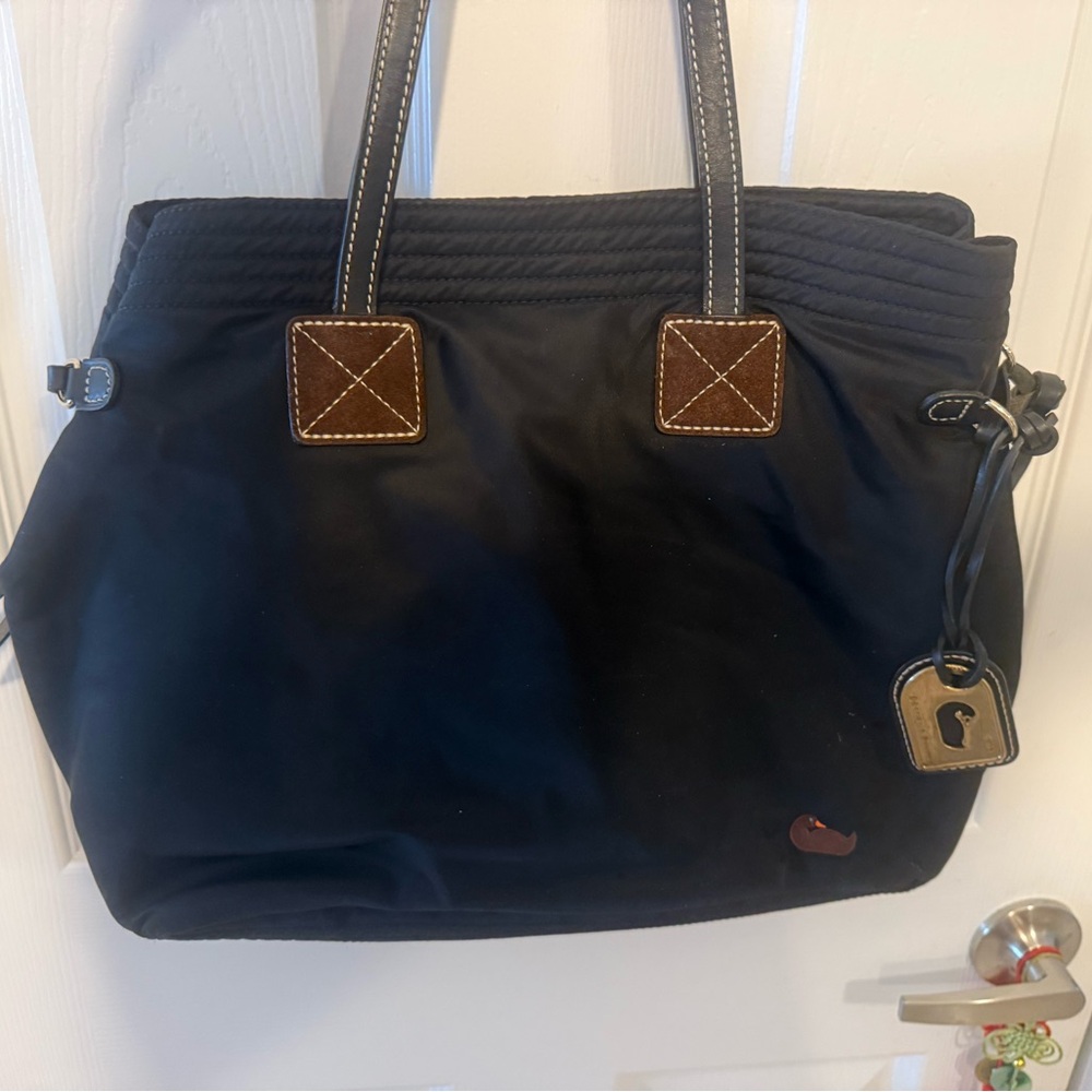 Dooney & Bourke Black Tote with Brown Accents